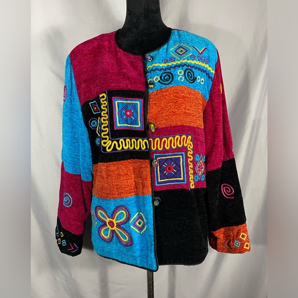 Allure Boutuque Sweaters - Allure Boutique Vintage Women's Novelty Art Wear Button Front Bold Sweater Sz L